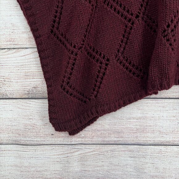 Cocogio Turtleneck Wool Blend Poncho Women's One Size Burgundy Made in Italy‎ - Picture 7 of 11